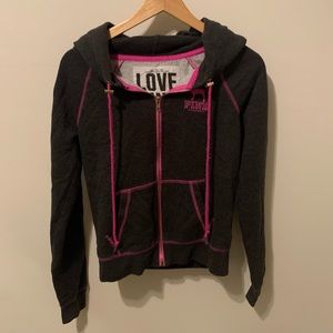 Pink Zip-up hoodie with drawstrings